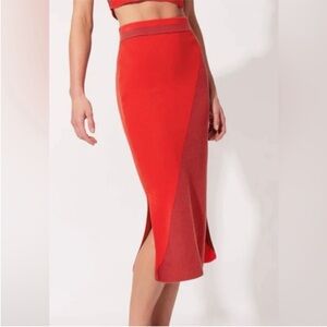 SOLID & STRIPED Vivienne red color block Knit Midi Skirt